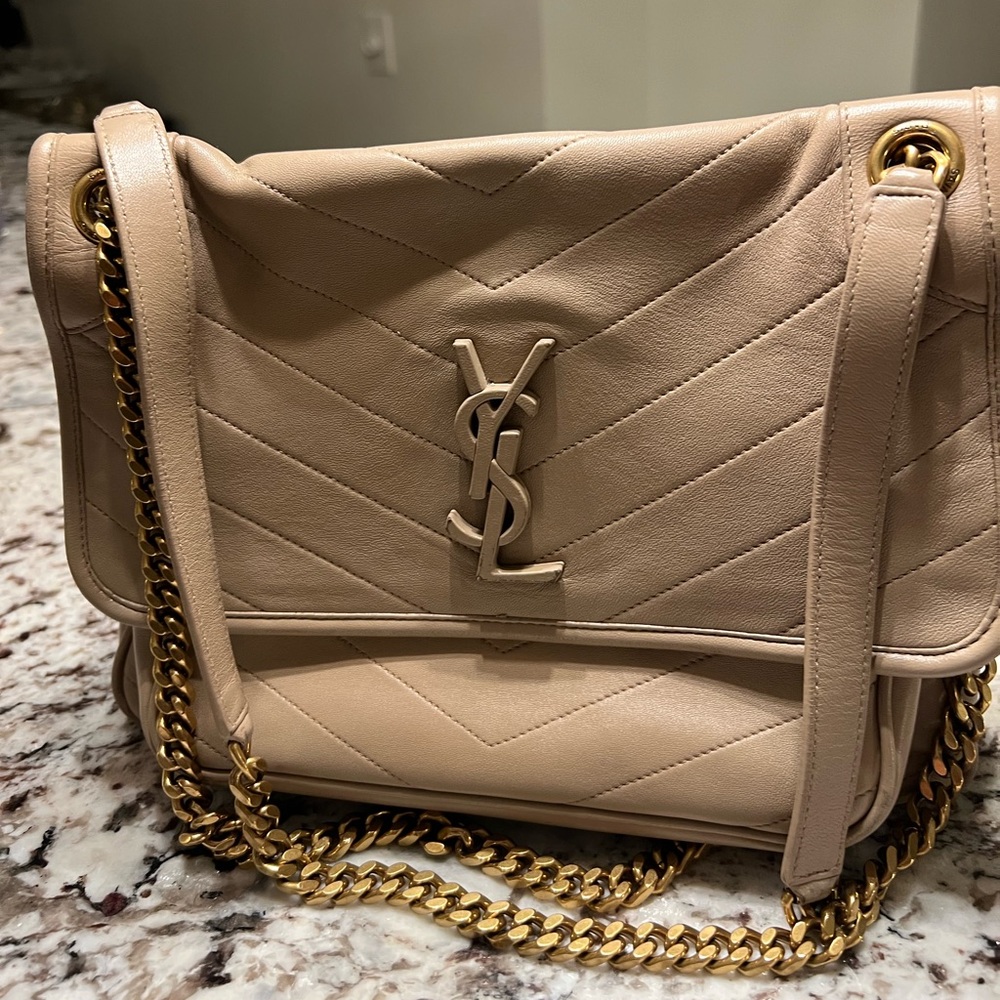 Saint Laurent Beige Quilted Leather Bag
